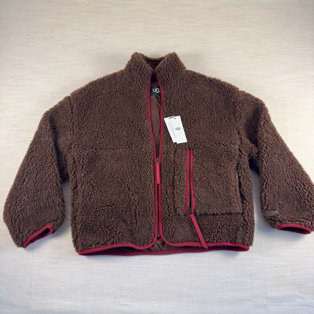 UGG Marlene Confetti Sherpa Fleece Jacket in Chocolate/Pink
